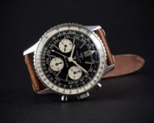 A RARE GENTLEMAN'S STAINLESS STEEL BREITLING LIP NAVITIMER CHRONOGRAPH WRIST WATCH CIRCA 1966,