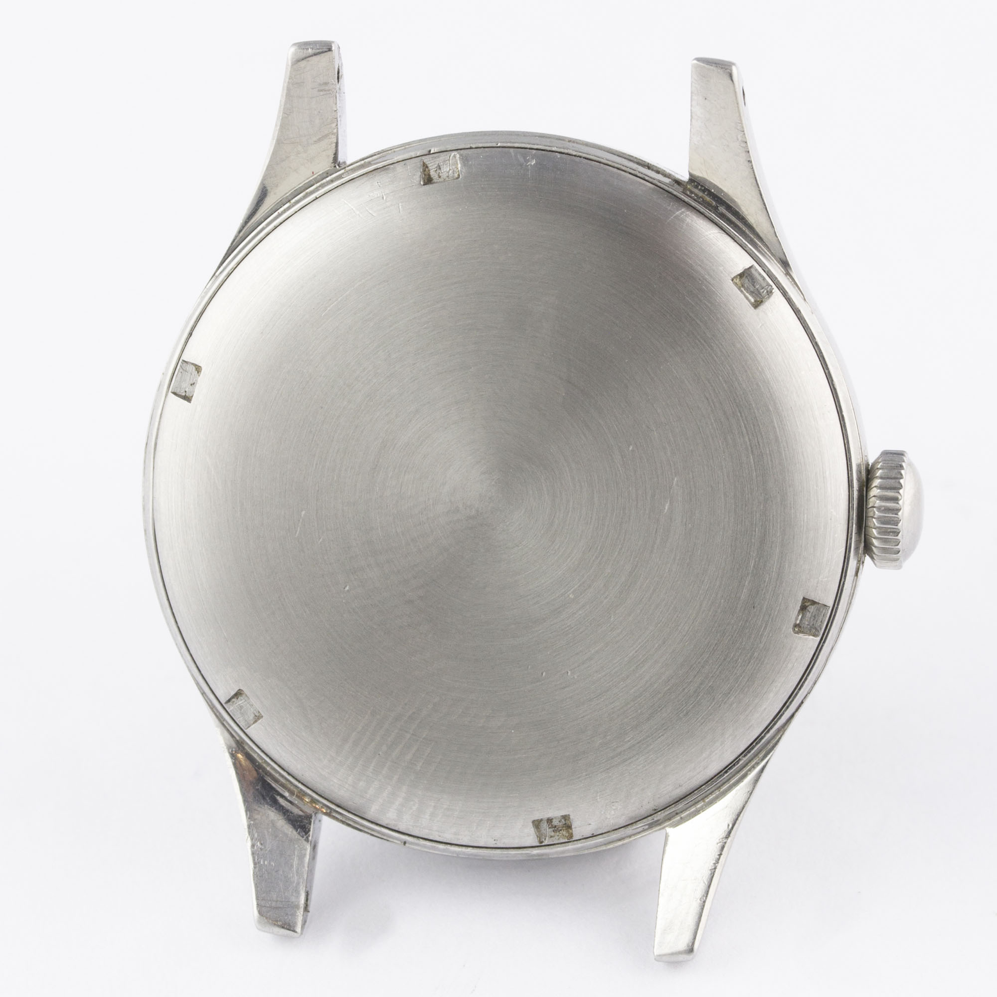 A GENTLEMAN'S LARGE SIZE STAINLESS STEEL ETERNA WRIST WATCH CIRCA 1940s, WITH TWO TONE SILVER DIAL - Image 6 of 10