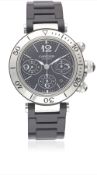 A GENTLEMAN'S STAINLESS STEEL PASHA DE CARTIER SEATIMER CHRONOGRAPH BRACELET WATCH DATED 2012,