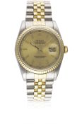 A GENTLEMAN'S STEEL & GOLD ROLEX OYSTER PERPETUAL DATEJUST BRACELET WATCH CIRCA 1988, REF. 16233