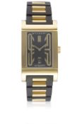 A GENTLEMAN'S 18K SOLID GOLD BVLGARI RETTANGOLO AUTOMATIC BRACELET WATCH CIRCA 2000s, REF. RT 45