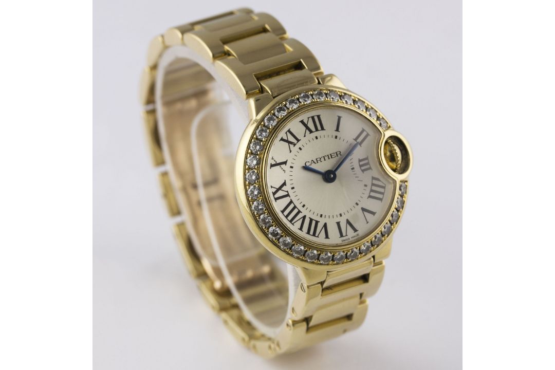 A FINE LADIES 18K SOLID GOLD & DIAMOND CARTIER BALLON BLEU BRACELET WATCH CIRCA 2007, REF. 3006 WITH - Image 4 of 7