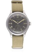 A GENTLEMAN'S STAINLESS STEEL BRITISH MILITARY CYMA W.W.W. WRIST WATCH CIRCA 1940s, PART OF THE 