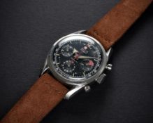 A RARE GENTLEMAN'S STAINLESS STEEL ALSTA CHRONOGRAPH WRIST WATCH CIRCA 1960s, WITH 