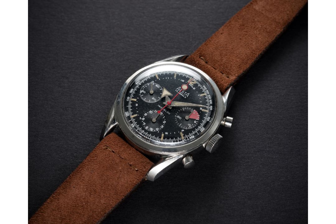 A RARE GENTLEMAN'S STAINLESS STEEL ALSTA CHRONOGRAPH WRIST WATCH CIRCA 1960s, WITH "BROAD ARROW" - Image 1 of 11