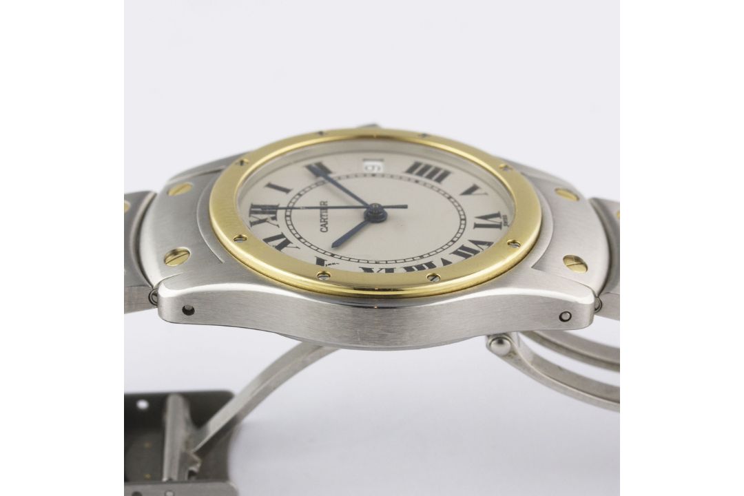 A GENTLEMAN'S STEEL & GOLD CARTIER SANTOS RONDE AUTOMATIC BRACELET WATCH DATED 1997, REF. 1910 - Image 8 of 8