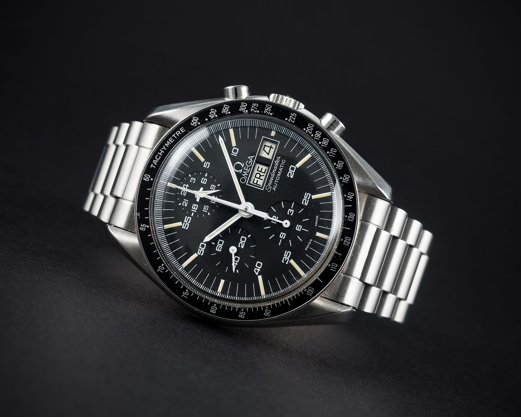 A VERY RARE GENTLEMAN'S STAINLESS STEEL OMEGA SPEEDMASTER "HOLY GRAIL" PROFESSIONAL AUTOMATIC