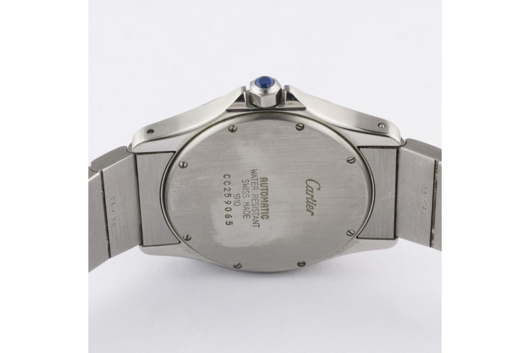 A GENTLEMAN'S STEEL & GOLD CARTIER SANTOS RONDE AUTOMATIC BRACELET WATCH DATED 1997, REF. 1910 - Image 6 of 8