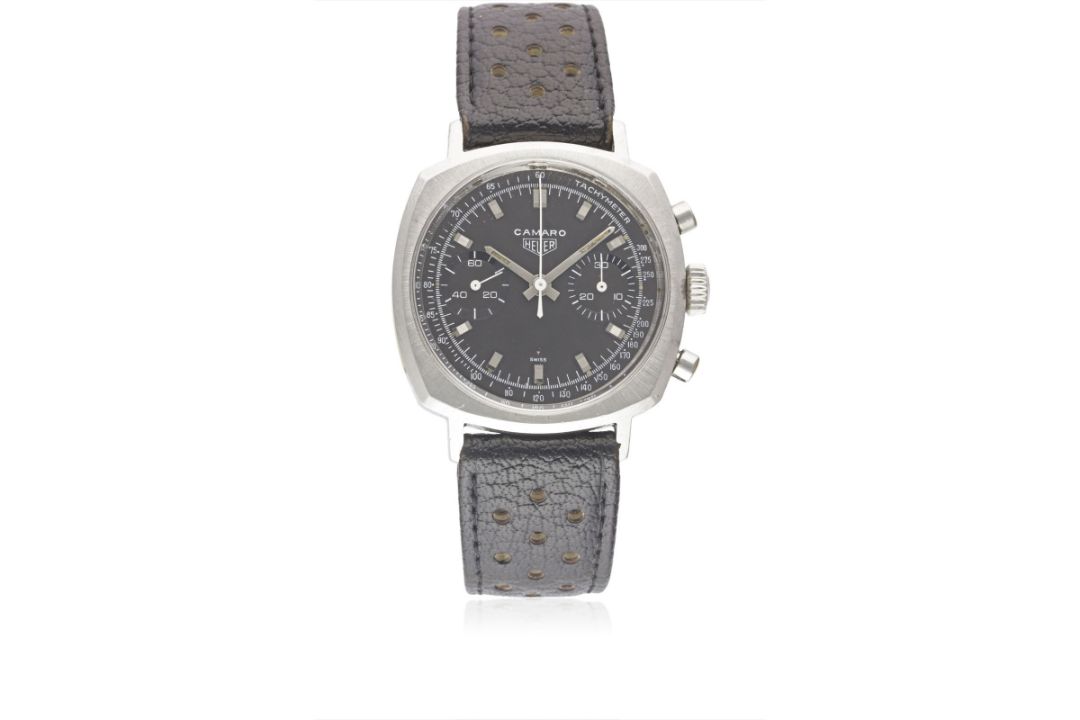 A RARE GENTLEMAN'S STAINLESS STEEL HEUER CAMARO CHRONOGRAPH WRIST WATCH CIRCA 1970, REF. 7743NT WITH - Image 2 of 2