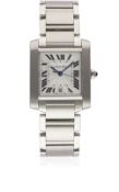 A GENTLEMAN'S STAINLESS STEEL CARTIER TANK FRANCAISE AUTOMATIC BRACELET WATCH CIRCA 2005, REF.