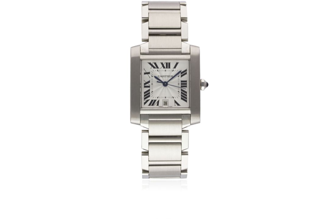 A GENTLEMAN'S STAINLESS STEEL CARTIER TANK FRANCAISE AUTOMATIC BRACELET WATCH CIRCA 2005, REF.