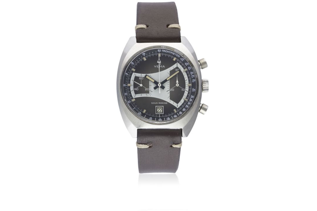 A RARE GENTLEMAN'S STAINLESS STEEL YEMA SOUS MARINE DIVERS CHRONOGRAPH WRIST WATCH CIRCA 1970
