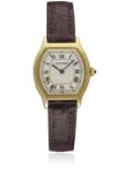A LADIES 18K SOLID GOLD CARTIER TORTUE WRIST WATCH CIRCA 1990s Movement: Quartz, signed Cartier.