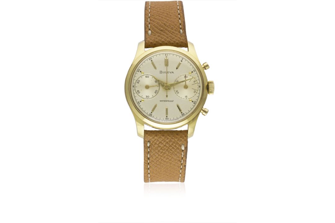 A FINE GENTLEMAN'S 18K SOLID GOLD BULOVA WATERPROOF CHRONOGRAPH WRIST WATCH CIRCA 1960 Movement: - Image 2 of 11