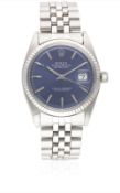 A GENTLEMAN'S STEEL & WHITE GOLD ROLEX OYSTER PERPETUAL DATEJUST BRACELET WATCH CIRCA 1971, REF.