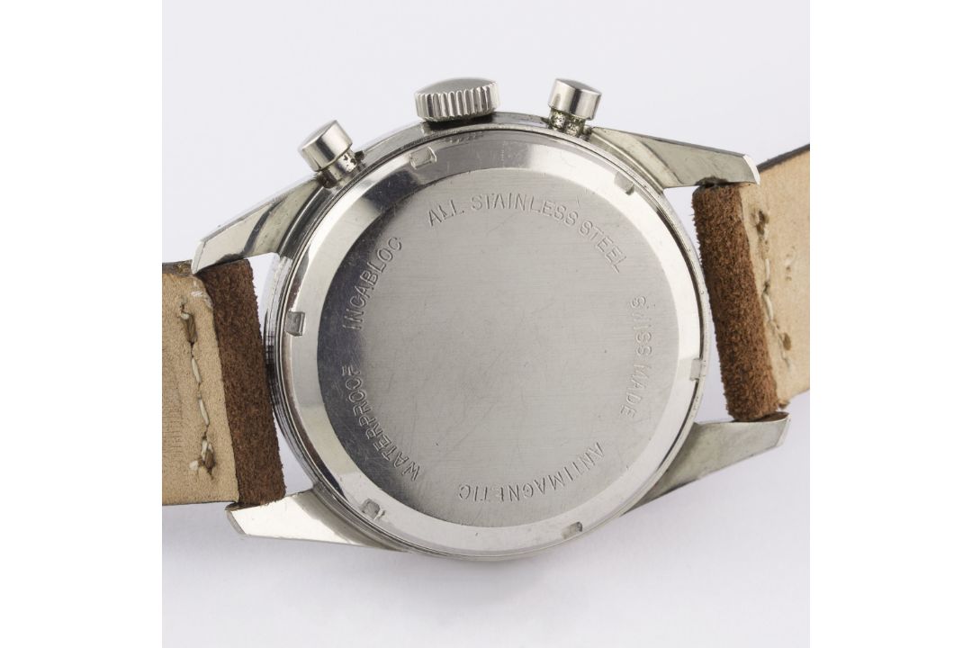 A RARE GENTLEMAN'S STAINLESS STEEL ALSTA CHRONOGRAPH WRIST WATCH CIRCA 1960s, WITH "BROAD ARROW" - Image 7 of 11