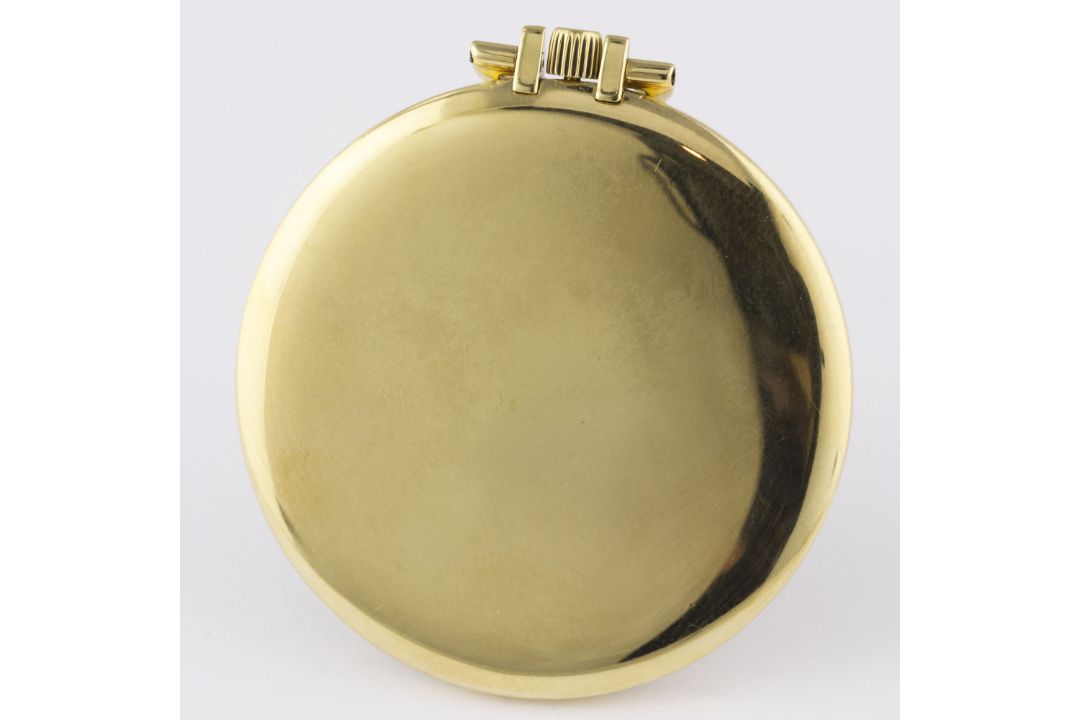 A 18K SOLID GOLD CARTIER POCKET WATCH CIRCA 1932, WITH GUILLOCHE DIAL & LONDON IMPORT HALLMARKS - Image 4 of 8