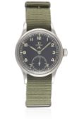 A GENTLEMAN'S STAINLESS STEEL BRITISH MILITARY OMEGA W.W.W. WRIST WATCH CIRCA 1940s, PART OF THE 