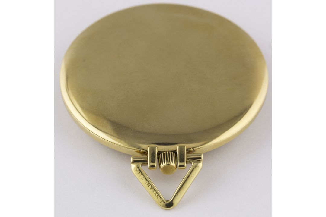 A 18K SOLID GOLD CARTIER POCKET WATCH CIRCA 1932, WITH GUILLOCHE DIAL & LONDON IMPORT HALLMARKS - Image 7 of 8