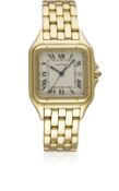 A GENTLEMAN'S SIZE 18K SOLID GOLD CARTIER PANTHERE BRACELET WATCH CIRCA 2000 Movement: Quartz,