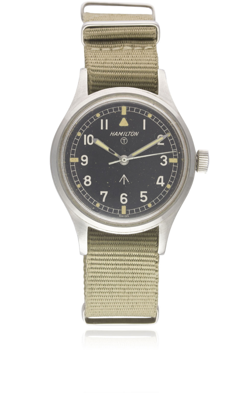 A GENTLEMAN'S STAINLESS STEEL BRITISH MILITARY HAMILTON RAF PILOTS WRIST WATCH CIRCA 1960s Movement:
