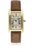 A GENTLEMAN'S 18K SOLID GOLD CARTIER TANK AMERICAINE AUTOMATIC WRIST WATCH CIRCA 2000s, REF. 1740