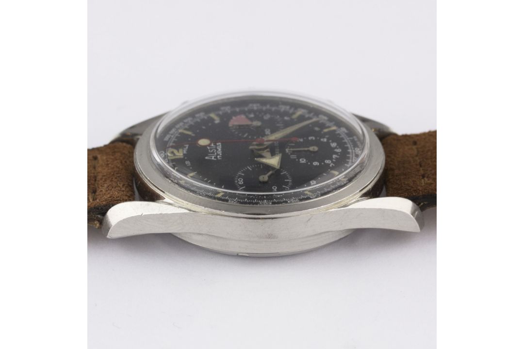 A RARE GENTLEMAN'S STAINLESS STEEL ALSTA CHRONOGRAPH WRIST WATCH CIRCA 1960s, WITH "BROAD ARROW" - Image 11 of 11