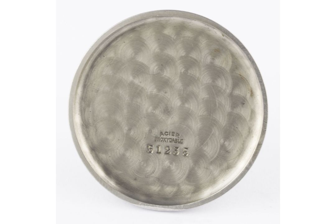 A RARE GENTLEMAN'S LARGE SIZE STAINLESS STEEL DOXA CHRONOGRAPH WRIST WATCH CIRCA 1940s, WITH GLOSS - Image 9 of 11