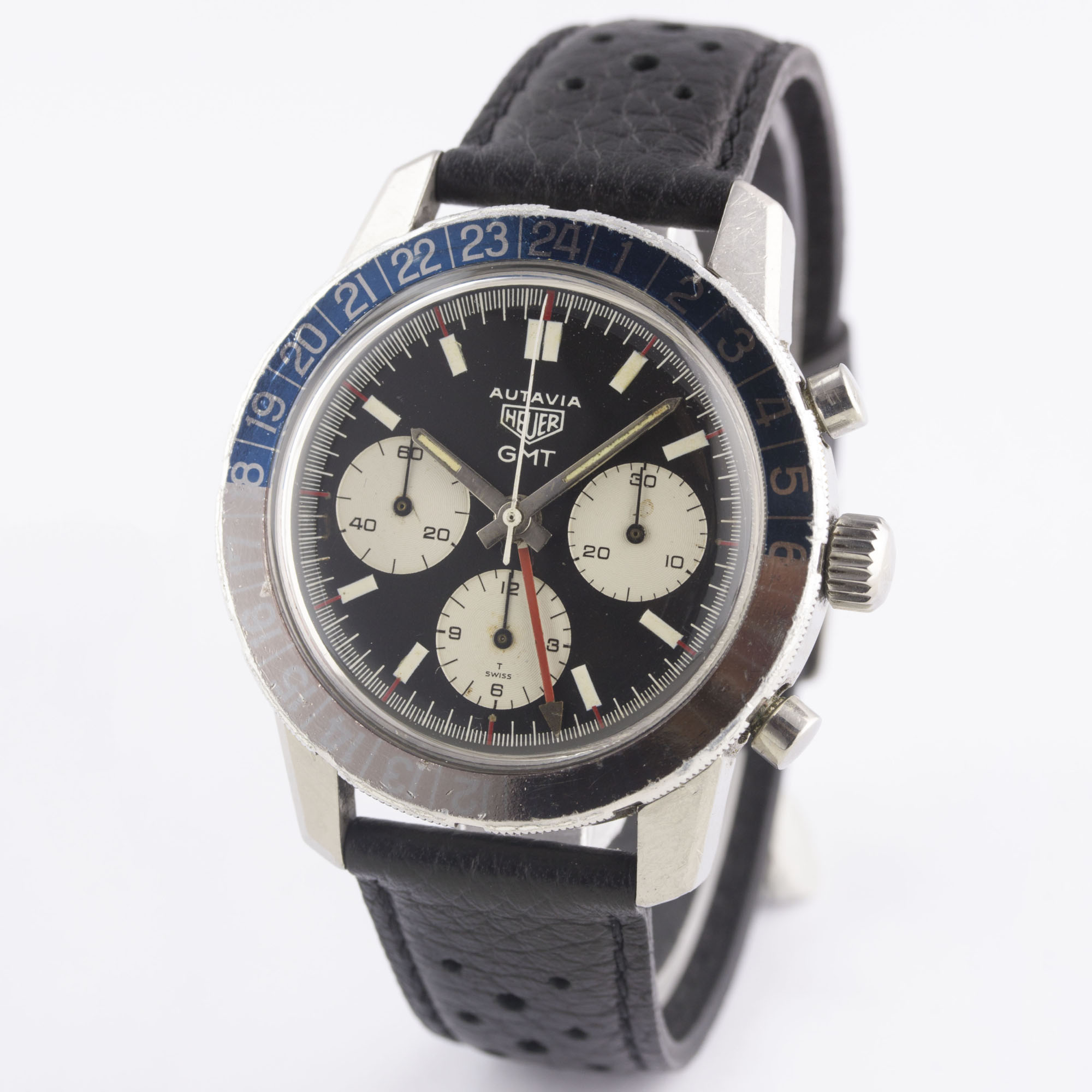 A VERY RARE GENTLEMAN'S STAINLESS STEEL HEUER AUTAVIA GMT CHRONOGRAPH WRIST WATCH  CIRCA 1968, - Image 5 of 9