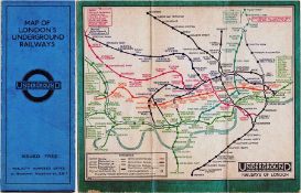 London Underground linen-card POCKET MAP from the Stingemore-designed series of 1925-32. This is the