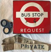 London Transport bus items comprising a REQUEST STOP FLAG ('boat style, 15.5