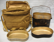 Japanese Mess Tin and Winter Khaki Drill Insulated Canvas Cover with Shoulder Strap