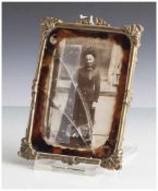 Miniaturbilderrahmen, 19. Jahrhundert, Metall. Ca. 13,5 x 10 cm, Glas def.