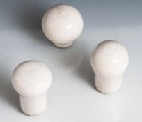 Konvolut von 3 verschiedenen Stockgriffen/Knäufe, Art-Deco, 1920er Jahre, Elfenbein. L. ca. 1x 4