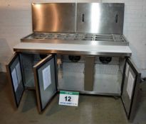 A FOSTER FPS3HR 1.7M Chilled Saladette and Preparation Station with 3-Door Cupboard Storage