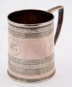 A George III silver christening mug, maker John Emes, London 1803: initialled,