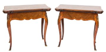 A pair of 19th Century French kingwood, tulipwood, walnut and marquetry,