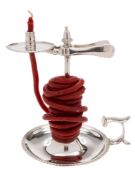 A George III silver wax jack, all marks worn, London, 1794: the circular sconce with scissor action,