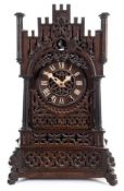 An oak Black Forest cuckoo clock: the eight-day duration, double-fusee movement with wooden plates,