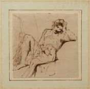 George Jones [1786-1869]- Sleeping Man; Reclining Woman:- two, pen, ink and pencil drawings each 8.