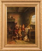 Frederick George Pasmore [late 19th Century] - Cottage interior with children and ducklings;