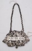 A George III silver wine label, maker's mark only for Thomas Heming, London,