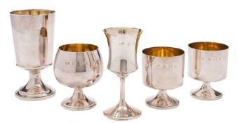 A suite of Elizabeth II silver drinking vessels, maker A T Cannon Ltd, Birmingham,