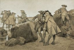 Henry Gillard Glindoni [1852-1913]- Gentlemen on a beach:- signed and dated 1884 bottom