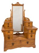 By Shapland and Petter, Barnstaple - An Edwardian satin walnut three piece bedroom suite:,