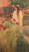 * Ethel Kirkpatrick [1869-1966]- Girl in a poppy garden:- signed and dated 1898 bottom