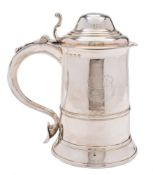 A George III silver tankard, maker William Turton, London, 1776: crested and initialed,