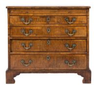 An early 18th Century walnut and crossbanded rectangular chest:,
