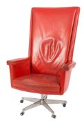 A 1970's high back swivel armchair:,