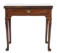 A George II mahogany rectangular tea table:, with a hinged top,